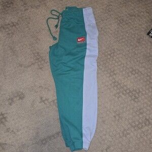 Y2K Nike Team Sweatpants Men’s Large Green Gray Joggers Athletic Drawstring Logo